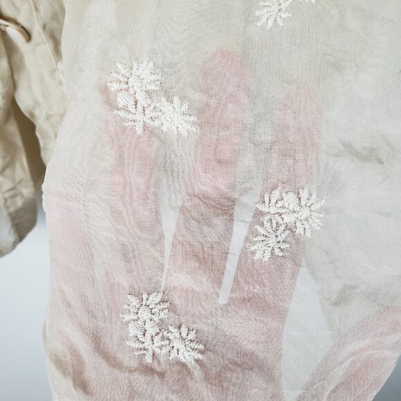 Johnny Was 4 Love and Liberty Ivory Silk Boho Babydoll Top Embroidered Size XS - Picture 8 of 9